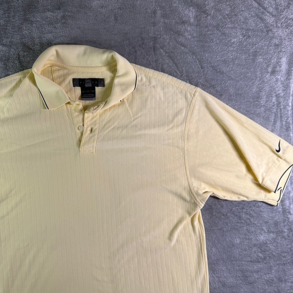 Vtg Nike Golf Dri-FIT Polo Shirt Mens Large L Yellow Short Sleeve Y2K (read)